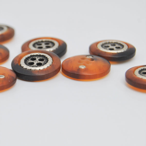 Button - Tortoiseshell and Silver/Pewter - 15mm